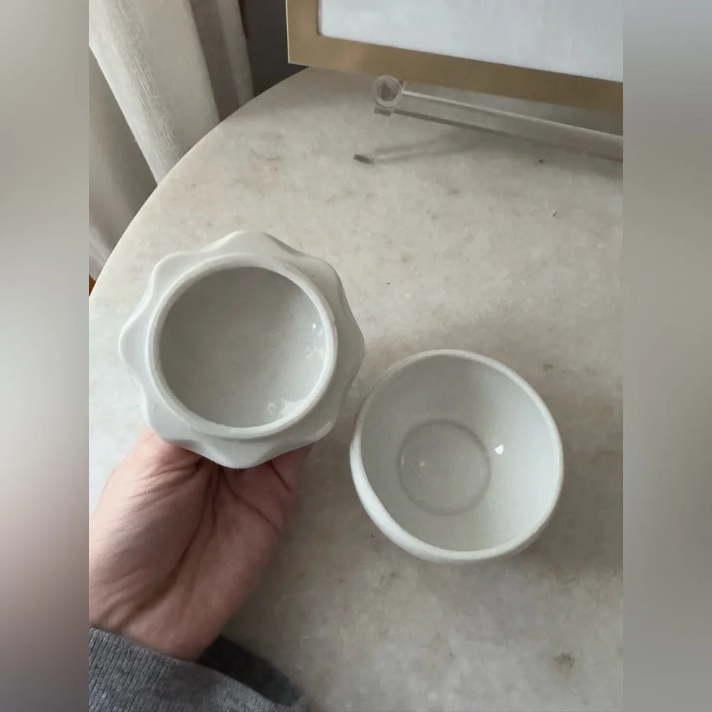 vintage porcelain vanity mirror and jar set